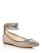 Vince Camuto Braneeda Ankle Tie Pointed Toe Ballet Flats
