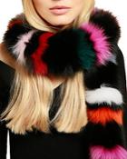 Charlotte Simone Rainbow Twist Fox Fur Scarf