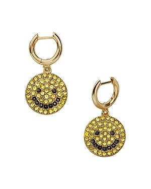 Baublebar Smiles Gold-tone Yellow & White Pave Happy Face Drop Earrings