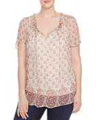 Lucky Brand Plus Floral Paisley Print Top