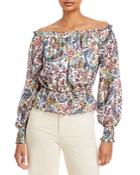 Aqua Paisley Off The Shoulder Top - 100% Exclusive