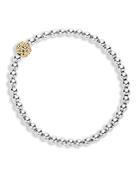 Lagos 18k Gold And Sterling Silver Stretch Bracelet With Caviar Icon Ball