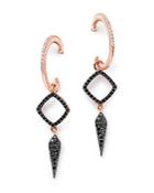 Bloomingdale's Black & White Diamond Geometric Drop Earrings In 14k Rose Gold, 0.5 Ct. T.w. - 100% Exclusive