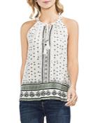 Vince Camuto Sleeveless Tie-neck Printed Top