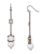 Aqua Crystal & Simulated Pearl Drop Earrings - 100% Exclusive