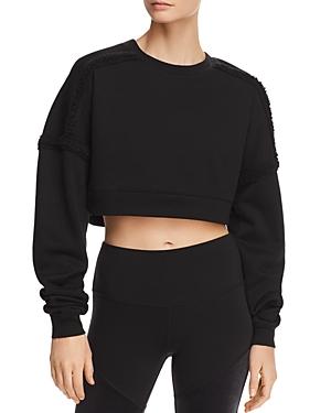 Alo Yoga City Sherpa Fleece-trim Cropped Sweatshirt