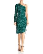 Milly Cara One-shoulder Silk Leopard Dress