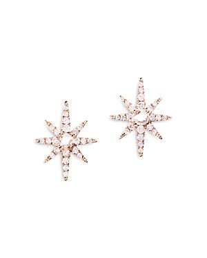 Graziela Gems 18k Rose Gold Diamond Starburst Stud Earrings