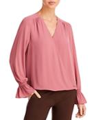 T Tahari Long Sleeve Wrap Front High/low Top