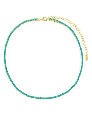Adinas Jewels Tennis Choker Necklace In 14k Yellow Gold Plated Sterling Silver, 12-15