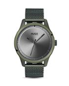 Hugo #move Olive Green Mesh Bracelet Watch, 42mm
