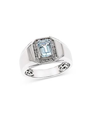 Bloomingdale's Aquamarine & Diamond Men's Ring In 14k White Gold - 100% Exclusive