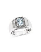 Bloomingdale's Aquamarine & Diamond Men's Ring In 14k White Gold - 100% Exclusive