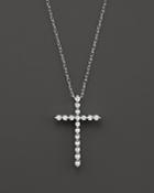 Diamond Cross Pendant Necklace In 14k White Gold, .30 Ct. T.w.