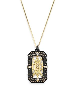 Armenta 18k Yellow Gold & Blackened Sterling Silver Old World White Sapphire & Champagne Diamond Pendant Necklace, 18