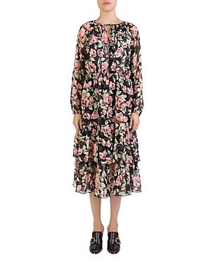 The Kooples Silk Rose-print Dress