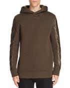Helmut Lang Quilted Leather Trim Slim Fit Pullover Hoodie