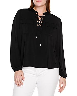 Belldini Plus Grommet Lace Up Sweater