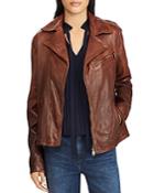 Lauren Ralph Lauren Tumbled Leather Moto Jacket