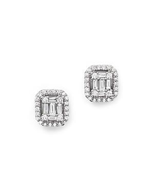 Diamond Baguette And Round Stud Earrings In 14k White Gold, .50 Ct. T.w. - 100% Exclusive