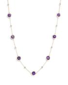 Bloomingdale's Amethyst & Diamond Station Necklace In 14k Yellow Gold, 17 - 100% Exclusive