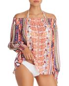 Ramy Brook Augustine Printed Off-the-shoulder Swim Cover-up