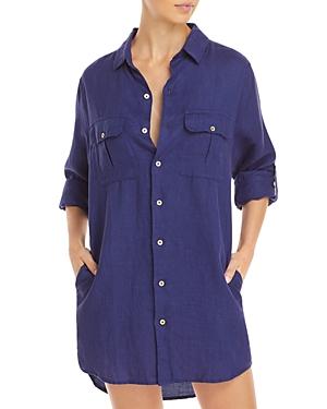 Onia Linen Boyfriend Shirt Cover-up