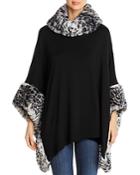 Capote Faux-fur Trimmed Fleece Poncho Sweater