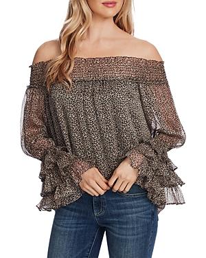 Cece Leopard Print Off-the-shoulder Blouse