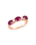 Bloomingdale's Ruby Trio & Diamond Stacking Ring In 14k Rose Gold - 100% Exclusive