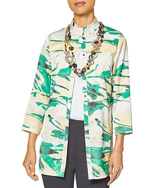 Misook Abstract Print Crepe De Chine Shirt Jacket