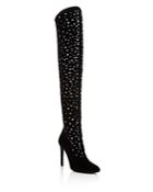 Giuseppe Zanotti Swarovski Crystal Embellished Velvet Over-the-knee High Heel Boots