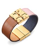 Tory Burch Color-block Reversible Leather Bracelet