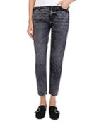 The Kooples Sequin-hearts Cropped Jeans In Washed Black