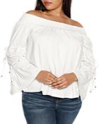 Belldini Plus Ruffled Off The Shoulder Long Sleeve Top