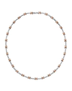 Roberto Coin 18k Rose & White Gold Diamond X Bar Necklace, 16