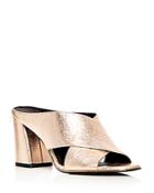 Kenneth Cole Women's Lyra Metallic Leather Block Heel Slide Mules