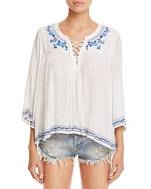 Lovers And Friends Marine Lace-up Embroidered Top