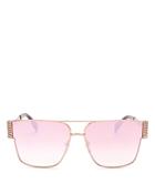 Moschino Women's Mirrored Brow Bar Flat Top Square Sunglasses, 60mm