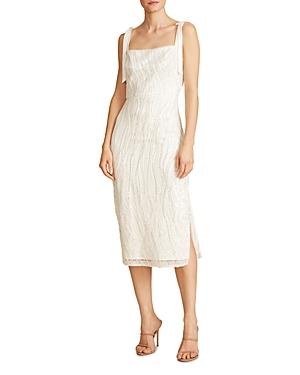Ml Monique Lhuillier Sequin Tie Shoulder Midi Dress