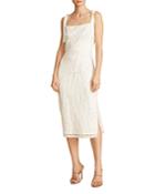 Ml Monique Lhuillier Sequin Tie Shoulder Midi Dress