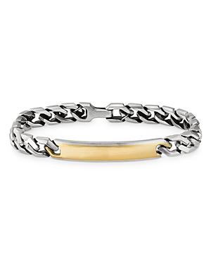 David Yurman Sterling Silver & 18k Yellow Gold Curb Chain Link Id Bracelet