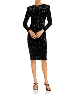 Sergio Hudson Sequin Cocktail Midi Dress