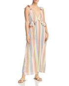 Saylor Sleeveless Rainbow-stripe Gauze Maxi Dress