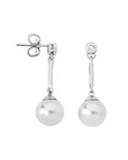 Majorica Long Drop Simulated Pearl Earrings In Sterling Silver