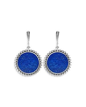 Lagos Sterling Silver Caviar Drop Earrings With Lapis