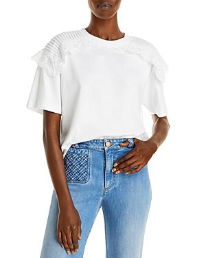 See By Chloe Ruffle Trim Short Sleeve Top