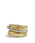 David Yurman Crossover Wide Ring With Diamonds In Gold