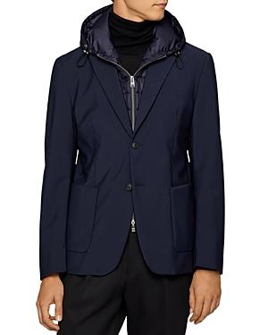 Boss Slim Fit Wool Blazer With Removable Hooded Bib
