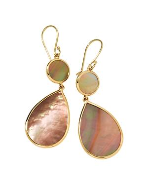 Ippolita 18k Yellow Gold Polished Rock Candy Brown Shell Double Drop Earrings
